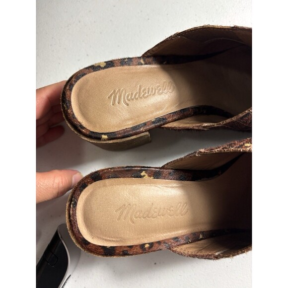 Madewell The Carey Block Clog Mule in Painted Leopard Calf Hair Squared Toe 8 - Picture 12 of 16